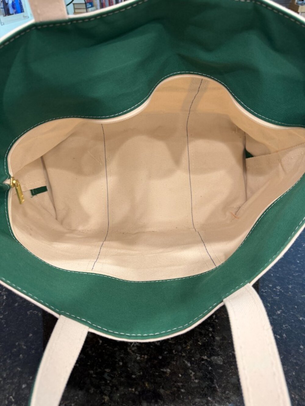 L.L. Bean Canvas Boat and Tote Bag – Green / Cream, Brand New - Picture 3 of 4